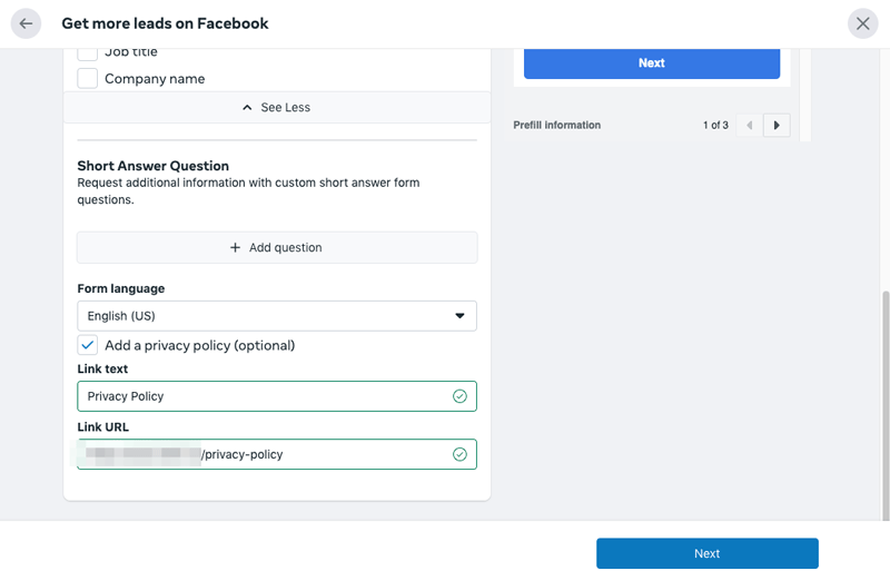 Facebook Lead Ad Privacy Policy