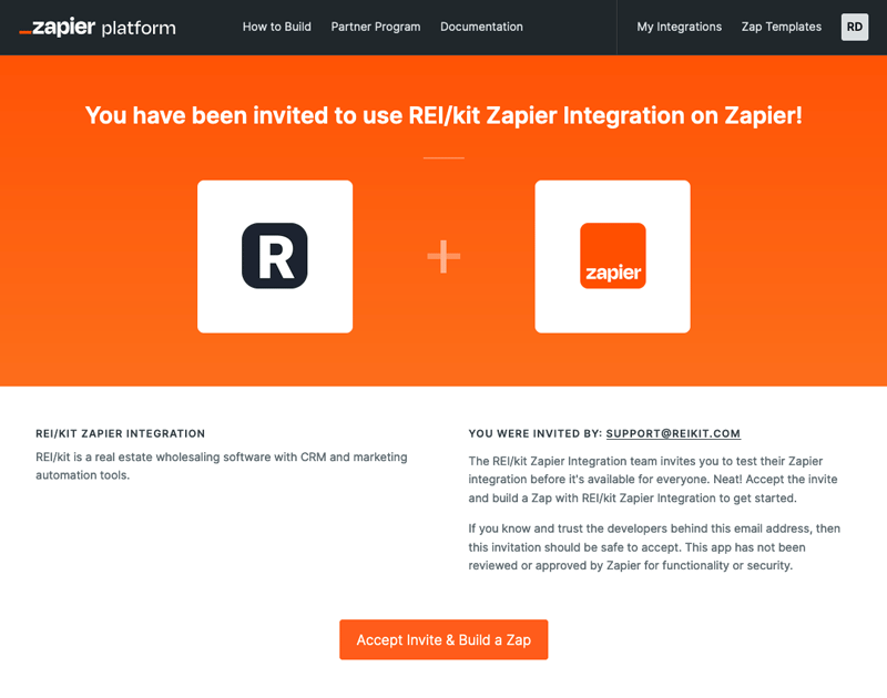 REIkit Zapier Integration Invite