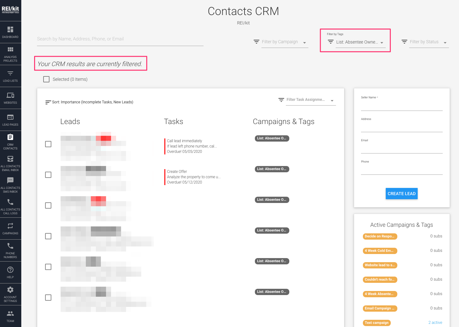 CRM Filtered List Results