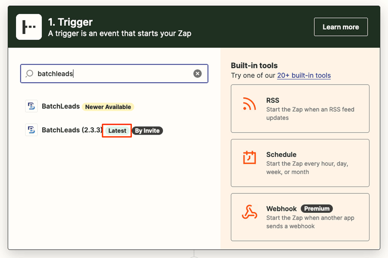 Zapier Trigger Search BatchLeads